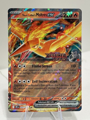 Pokémon TCG Team Rockets Moltres EX Destined Rivals 031/182 Stamped UPC ...