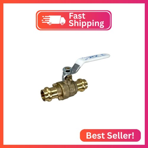 PROCURU 1-Pack 1/2-Inch Press Copper Ball Valve, Heavy Duty Brass Body, Full Por