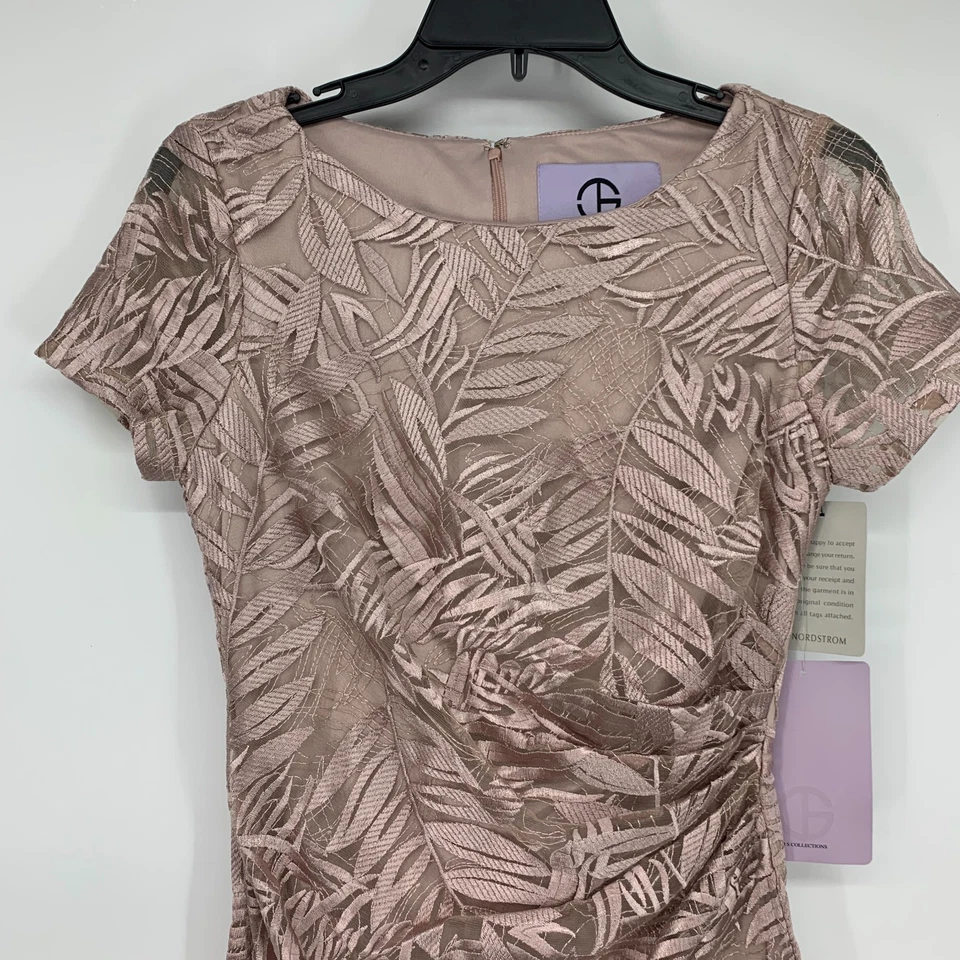 JS Collections Dress Womens Size 2 Leaf Soutache Cocktail Sheath Embroidered - Image 4 of 4