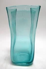 Blenko Hand Blown Glass Light Teal PAPER BAG VASE #8813S Small 8.5”