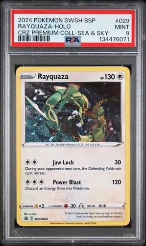 PSA 9 Rayquaza Holo SWSH029 Sea & Sky Premium Collection Crown Zenith Promo