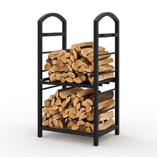 Metal Fireplace Storage Firewood Log Holder Rack for Indoor, Wood Stove or Patio