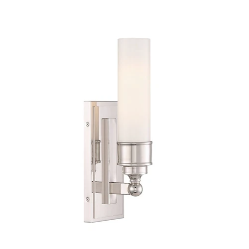 Crystorama Wilcox 1 Light Sconce, Polished Nickel/White - WLX-301-PN - Picture 1 of 1