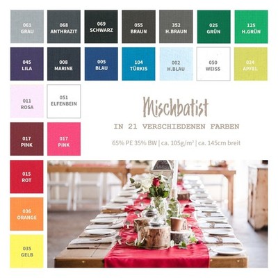 Popeline Mischgewebe - Mischbatist Stoff Meterware - Webware Batist uni *Ab 1m