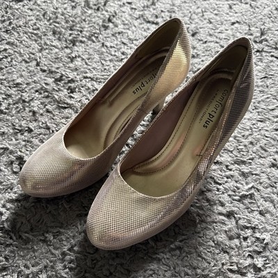 Comfort Plus by Predictions Women's Patent Pump, gold, 5M - EUC!