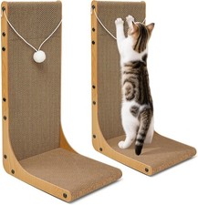 2-Pack 23.6 Inch L-Shaped Cardboard Cat Scratcher, Dual Use Vert/Horiz Scratc