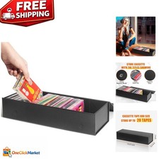 Elegant Cassette Tape Storage Box for 20 Tapes   Stackable  Magnetic Closure