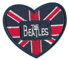 THE BEATLES UNION JACK HEART Iron on / Sew on Patch Embroidered Badge 025