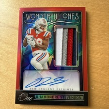 2024 Panini One Rhamondre Stevenson Wonderful Ones Patch Auto Red Prizm /60 