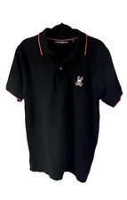 Psycho Bunny Black Polo Pink Stripe Kids 10-12 Medium