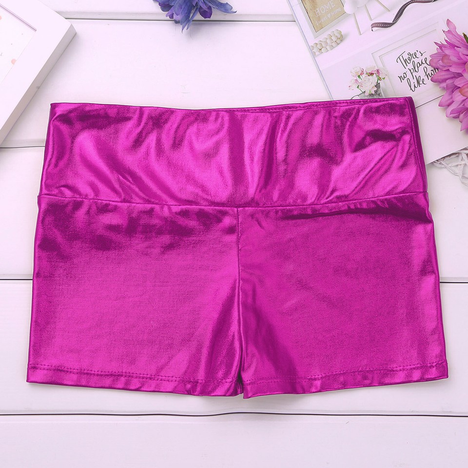 MSemis Mädchen Tanz Shorts - Glänzend Metallic Gymnastik Hotpants