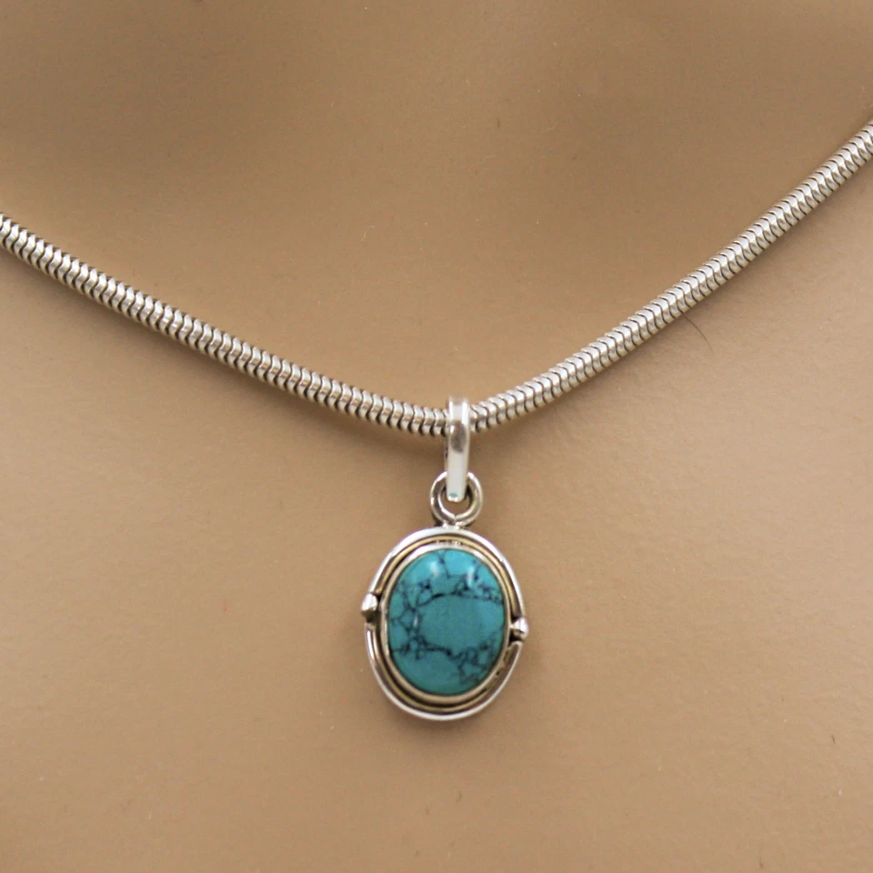 Anhänger Silber 925 Kettenanhänger Oval Sterlingsilber Oval Türkis-Howlith - Bild 4 von 4