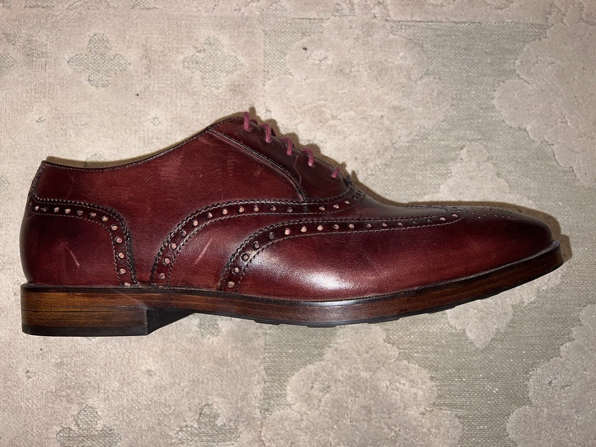 Cole Haan 07935 Mens Wingtip Oxford Size 10 Dress Shoes Burgundy Leather Brogue COLE HAAN Men main image 2