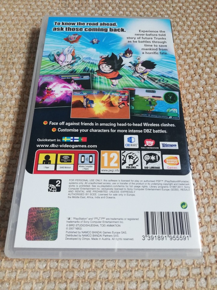 Dragon Ball Z Shin Budokai 2 PSP Region Free Works Worldwide No Manual