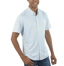 NWOT Jachs New York Mens L Light Blue Short Sleeve Button-Up Shirt Pattern