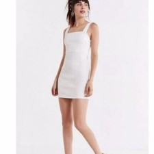Urban Outfitters Size XL Square Neck Textured Off White Sleeveless Dress