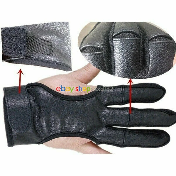 Protective Glove 3 Finger Hand Leather Guard Recurve/Compound Bow Safety Archery - Image 4 of 4