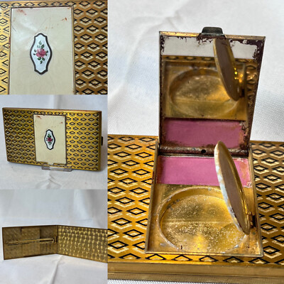 diamond cigarette holder Vtg Art Deco Compact Diamond Pattern Floral Motif Cigarette Holder Makeup  Case