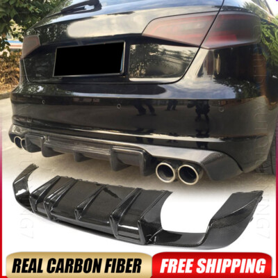 REAL CARBON Rear Bumper Diffuser Lip For Audi A3 Sline S3 8V Hatchback 2013-2015
