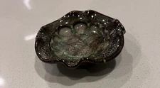 Stoneware Ashtray Glazed Pottery Crackle Glass 3.75”