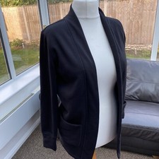 Small S 10 12 Isaac Mizrahi Live! Womens Black Fleece Lined Blazer Jacket Pocket