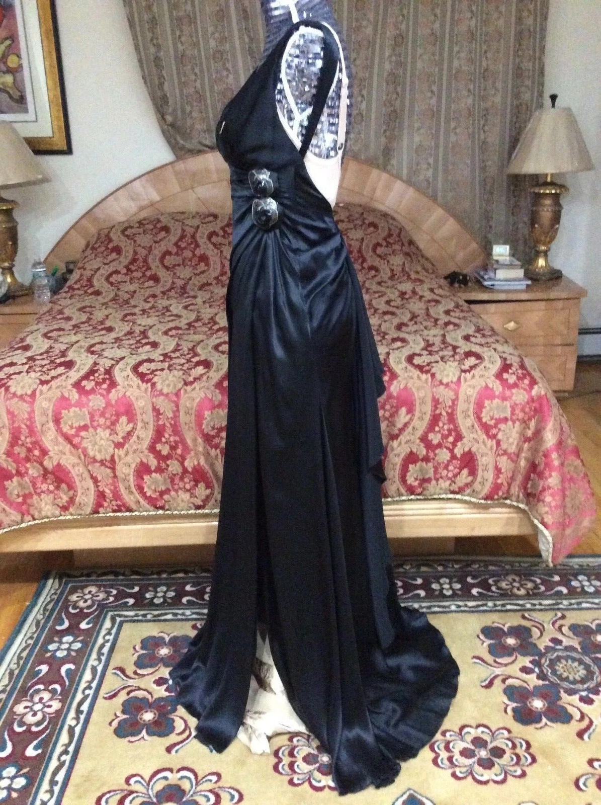 Abito ICONIC SPLENDIDO 2DIE4 DA COLLEZIONE VERSACE retro aperto seta nera