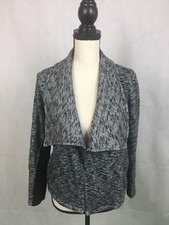 JACK SZ Med Shrug Cardigan Sweater Black/Grey Blend Long Sleeves With Pockets