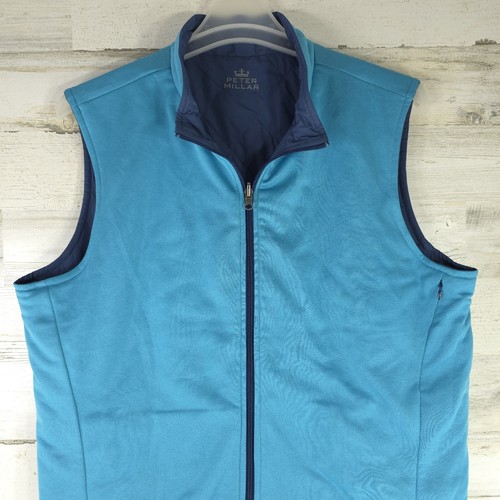 NWT PETER MILLAR CROWN SPORT REVERSIBLE VEST MEN'S SIZE LARGE BLUE GRAY QUILTED - Picture 16 of 24