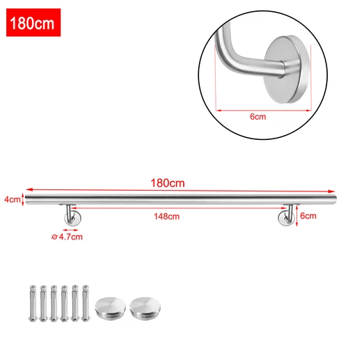 Edelstahl Geländer Wand Handlauf Treppe Haltegriff Balkongeländer Innen & Außen - Bild 18 von 19