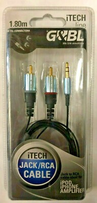 G&BL Audiokabel Klinke Blau 3.5 Stecker/2 RCA Stecker 1,8 Meter