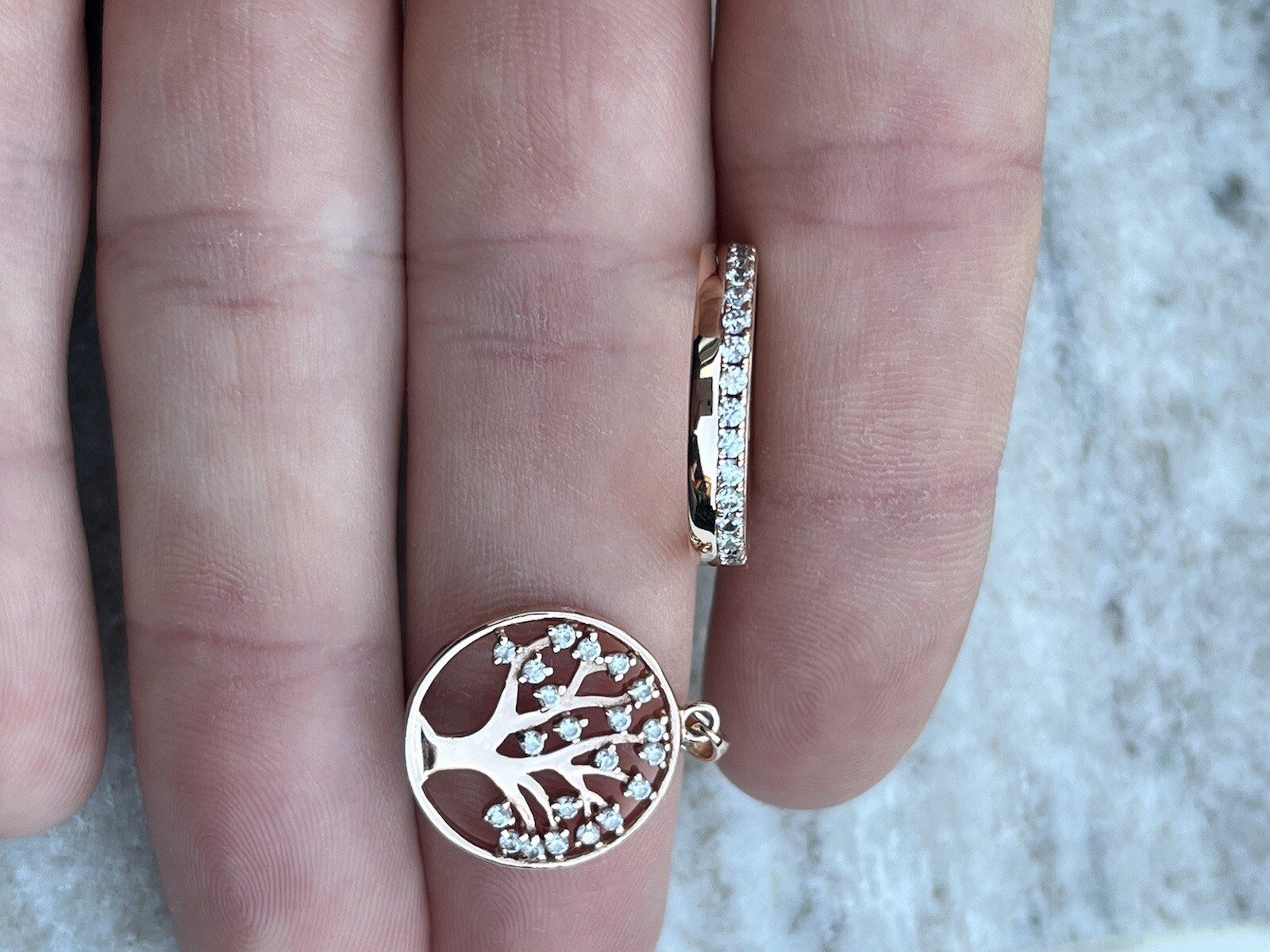 9ct Rose Gold On Silver Tree Of Life Full Eternity Ring And Pendant. eBay