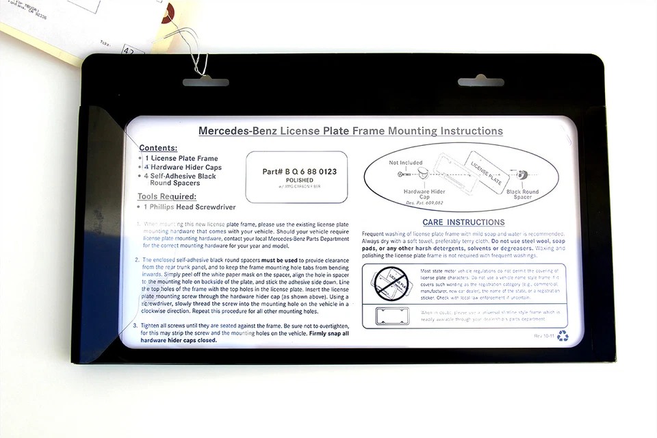 MERCEDES-BENZ STAINLESS STEEL AMG CARBON FIBER LICENSE PLATE FRAME NEW GENUINE - Image 3 of 4