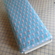 By The Yard, Pink Flamingoes On Blue 100% Cotton By Dear Stella Fabrics