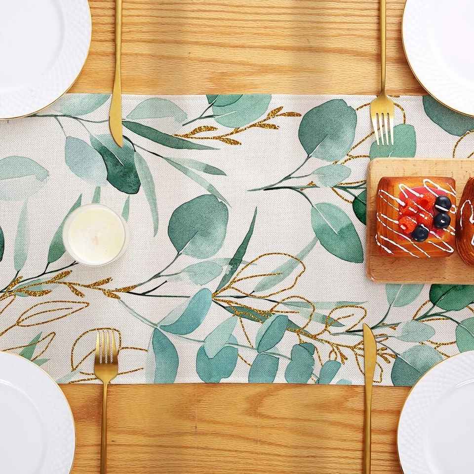 Daisy Leaves Table Runner 13 x 72 In Summer Plants Table Runner for Dining Decor - Image 4 of 4