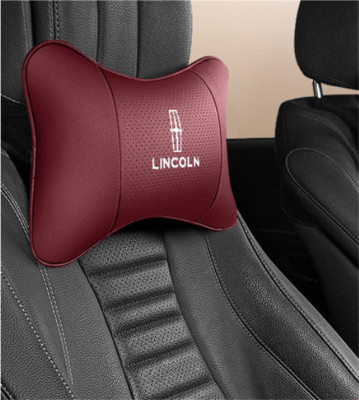 Car Seat Headrest Neck Cushion Pillows For Lincoln Logo Red Real
