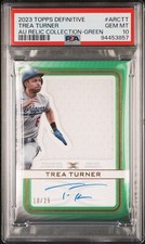 Trea Turner 2023 Topps Definitive Green Jersey Relic Auto PSA Gem Mint 10! Pop 2