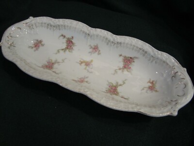 Z. S. & C Bavaria, 12''  Oval Tray, Celery Serving Dish, Mignon Pink Floral Roses