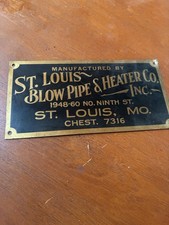 Vintage Antique Brass Sign St Louis Heating 9 inches - NICE