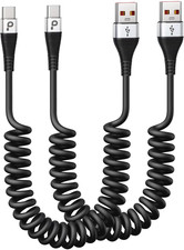 USB C Cable Fast Charging, 2Pack 3Ft Coiled USB a to Type C Charge Cord For