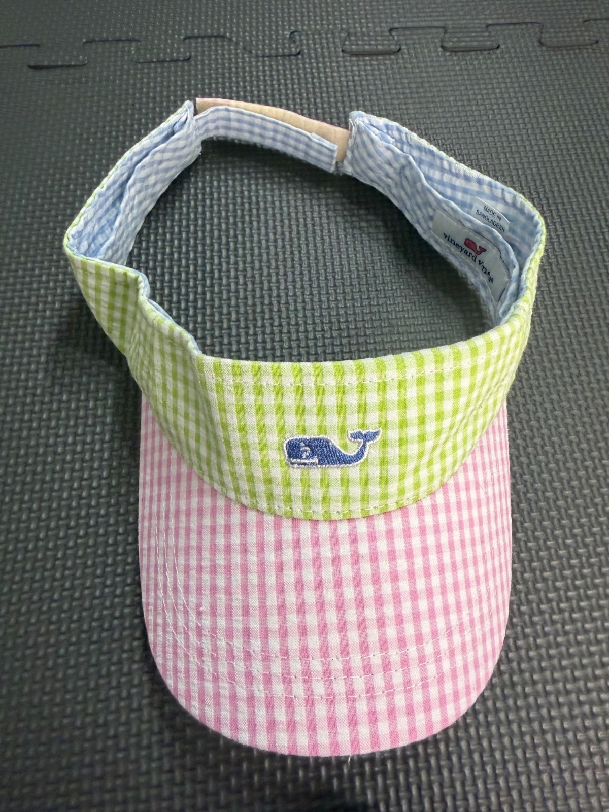Vineyard Vines Gingham Adjustable Visor Cap Green… - image 4
