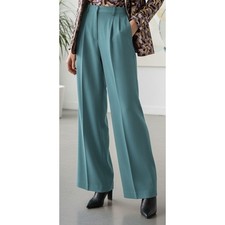 Emporio Armani Women Pleated Wide Leg Trousers Pants Italy Casual Blue Size XS 