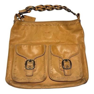 COACH BLEEKER ELISA XL VACHETTA LEATHER LACED DUFFLE HOBO SHOULDER