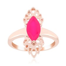 Himbeer Chalzedon Rose Vermeil Silber Ring