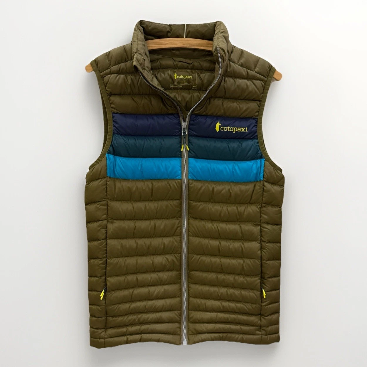 Cotopaxi Fuego Down Vest XS Olive Stripe Puffer