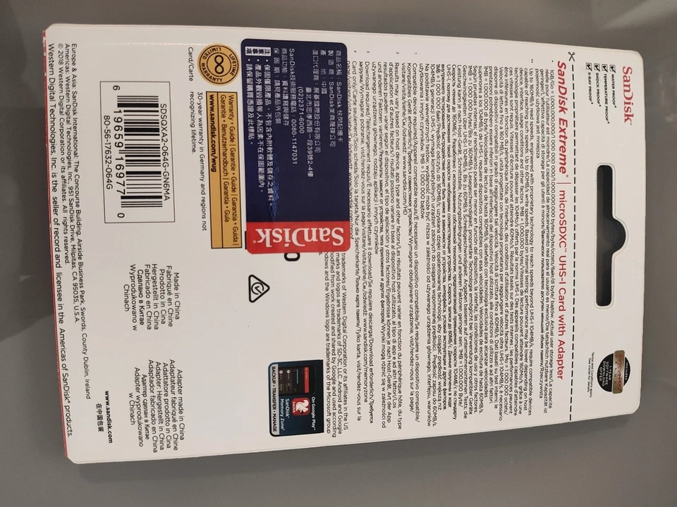 SanDisk Extreme 64GB Micro SD V30 microSDXC Memory Card with adapter - Image 2 of 2