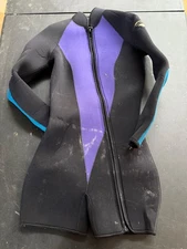 Women’s Seaquest Sub Front Zip Wetsuit Shorty Springsuit Blue Purple – Size S