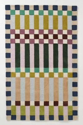 Hoxton Hand-Tufted Wool Rug Modern Geometric Design Checkered Pattern