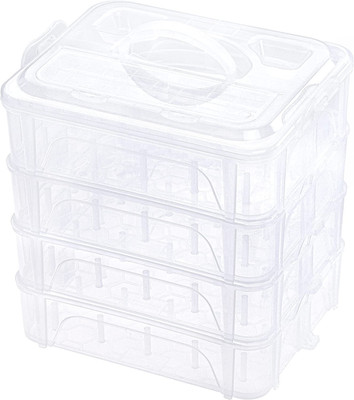 4 Layers Stackable Clear Storage Box/Organizer for Holding 80 Spools Home Embroi