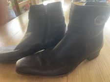 Gucci Side Zip Boots Black Men EUR 44 Leather Dress Shoes Designer Luxury GG