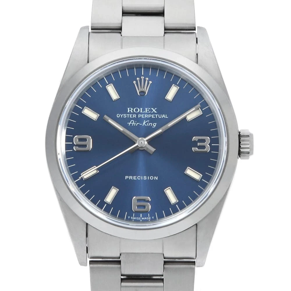 Rolex — ROLEX Air king 14000 blue 369 white bar S Number second hand mens
